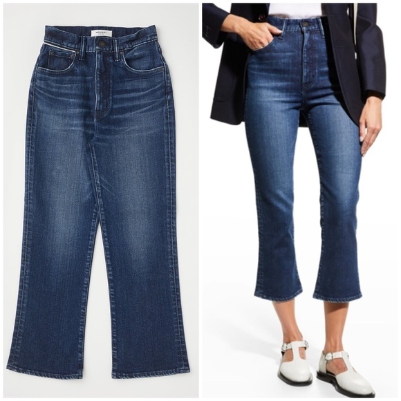 New Moussy Vintage Emma Cropped Flare Jeans High Rise Rigid Denim Sz 30 - Picture 2 of 15